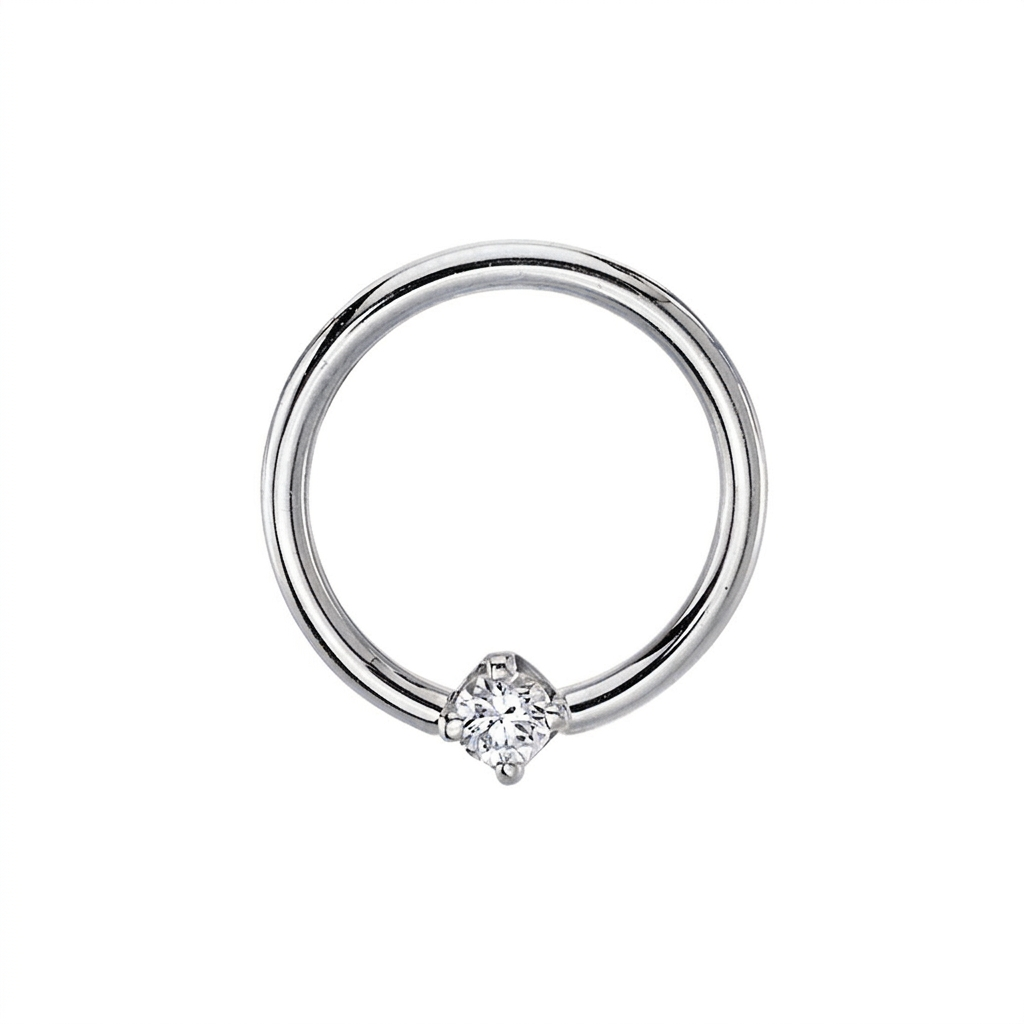 Fixed Prong Seam Ring — 14k White Gold — BVLA piercing jewellery